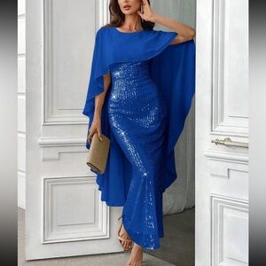 Elegant Blue Sequin Dress